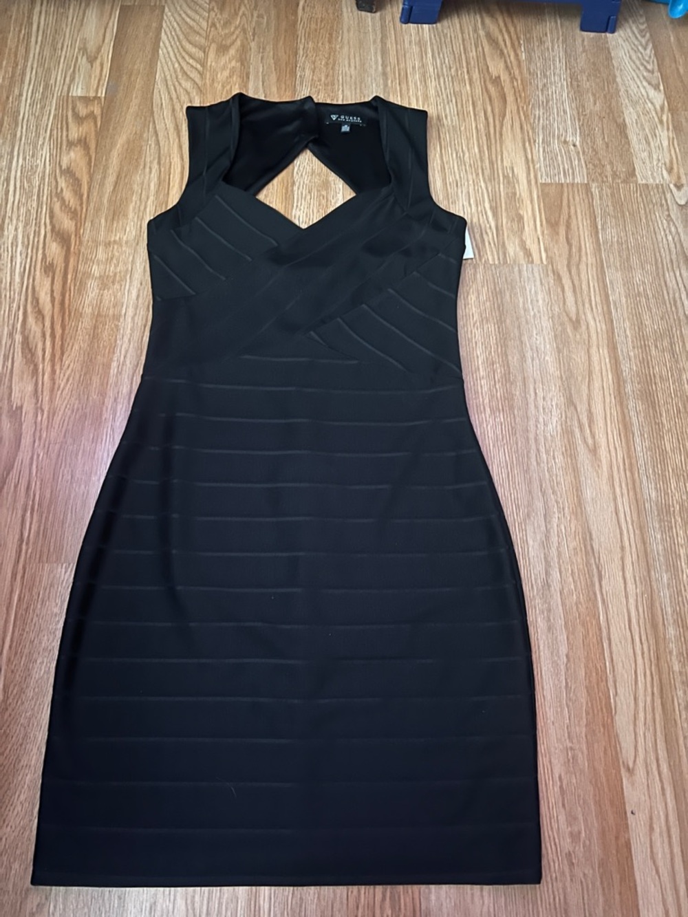 Guess Black Midi Sheath Dress with Cutout Detail